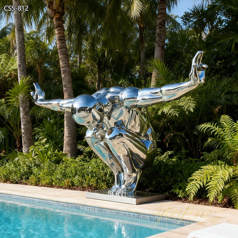 Modern Metal Diving Man Statue for Swimming Pool CSS-812 - Stainless Steel Figure Statue - 1 stainless steel Diving Man Statue