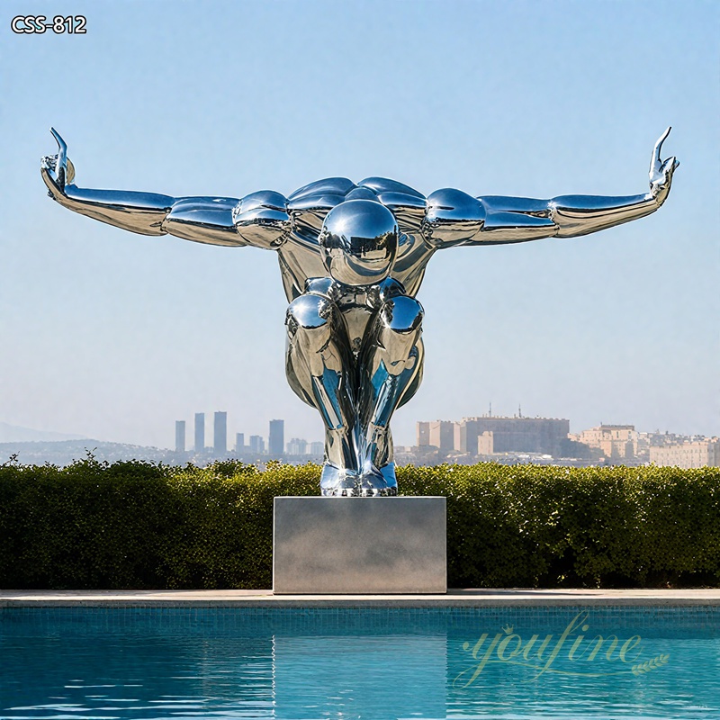 Modern Art Diving Metal Man Statue for Swimming Pool CSS-812