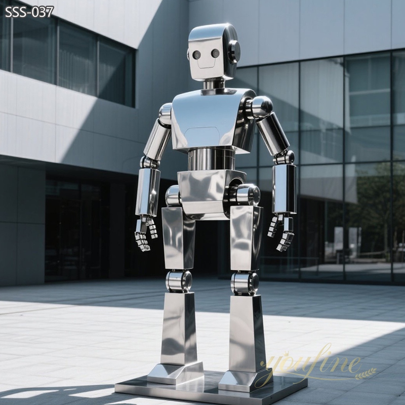 high quality Modern Outdoor Large Stainless Steel Robot Sculpture