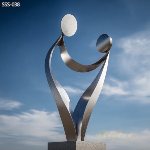 large Modern Outdoor Stainless Steel Abstract Figure Sculpture