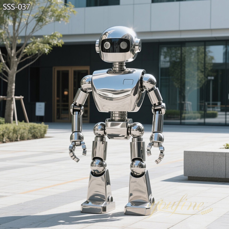 Modern Sci-Fi Outdoor Large Stainless Steel Robot Sculpture