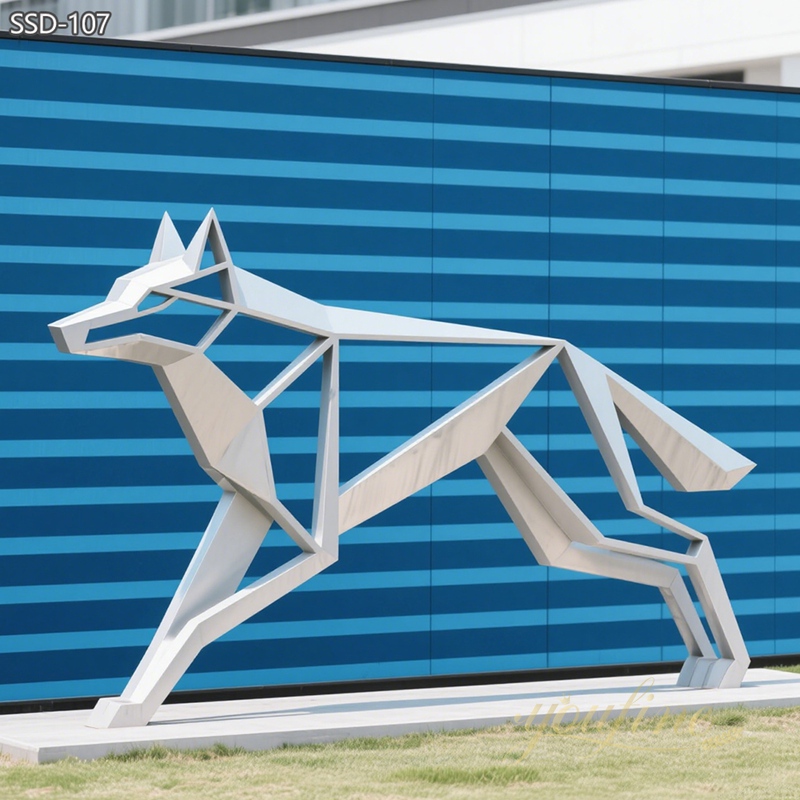 abstract Modern Wolf Outdoor Statue