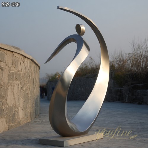 large Outdoor Stainless Steel Abstract Figure Sculpture