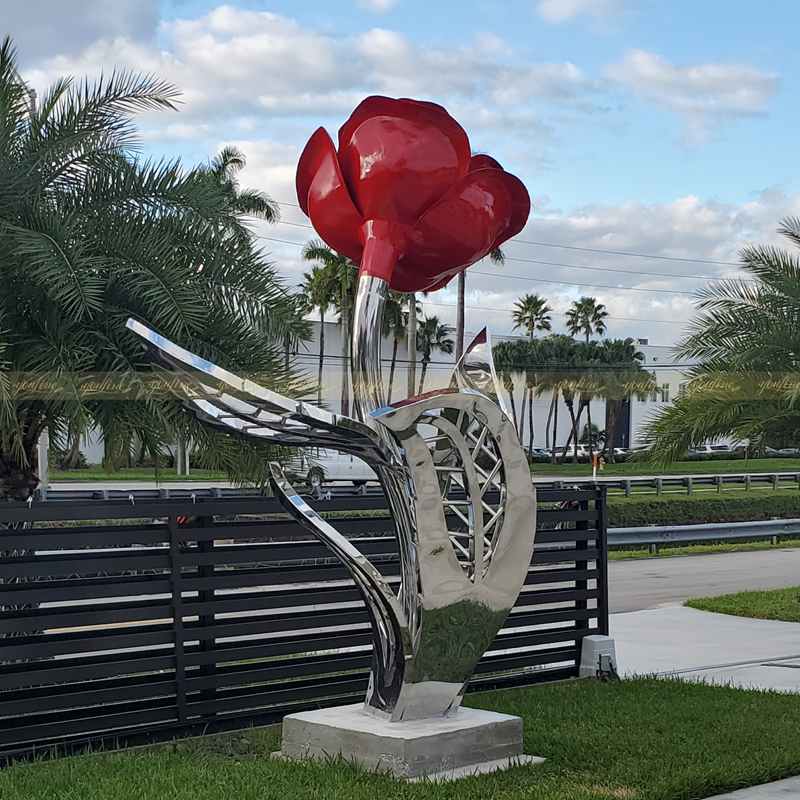 Outdoor Stainless Steel Rose Sculpture SSP-025 - Garden Metal Sculpture - 7 stainless steel Rose sculpture feedback from American customers
