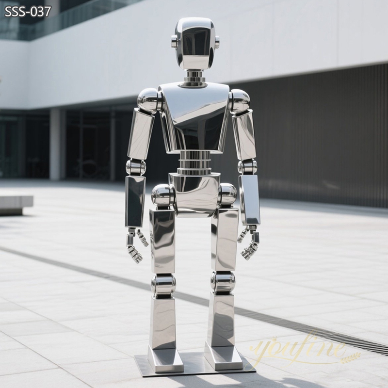 high quality Sci-Fi Outdoor Large Stainless Steel Robot Sculpture
