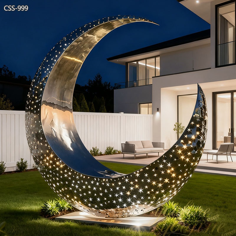 Stainless Steel Crescent Moon Sculpture for Outdoor CSS-999 - Garden Metal Sculpture - 4