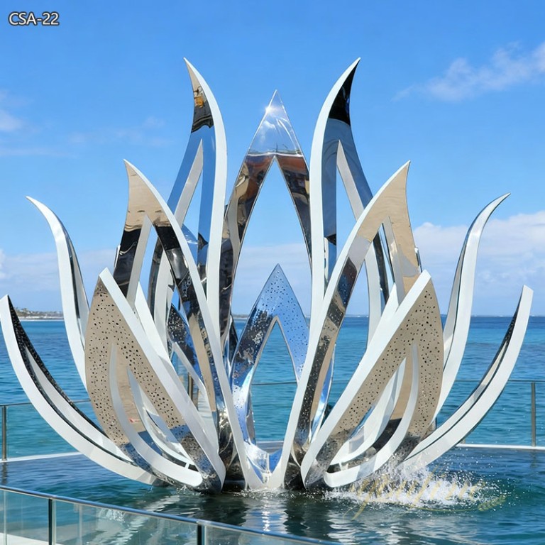 stainless steel lotus flower sculpture