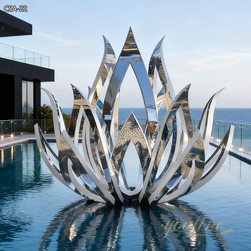 Stainless Steel Lotus Flower Fountain Water Feature Sculpture CSA-22