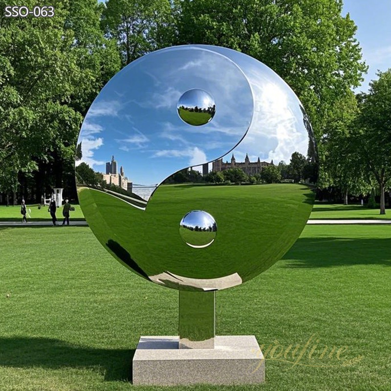 modern Stainless Steel Outdoor Zen Yin Yang Sculpture