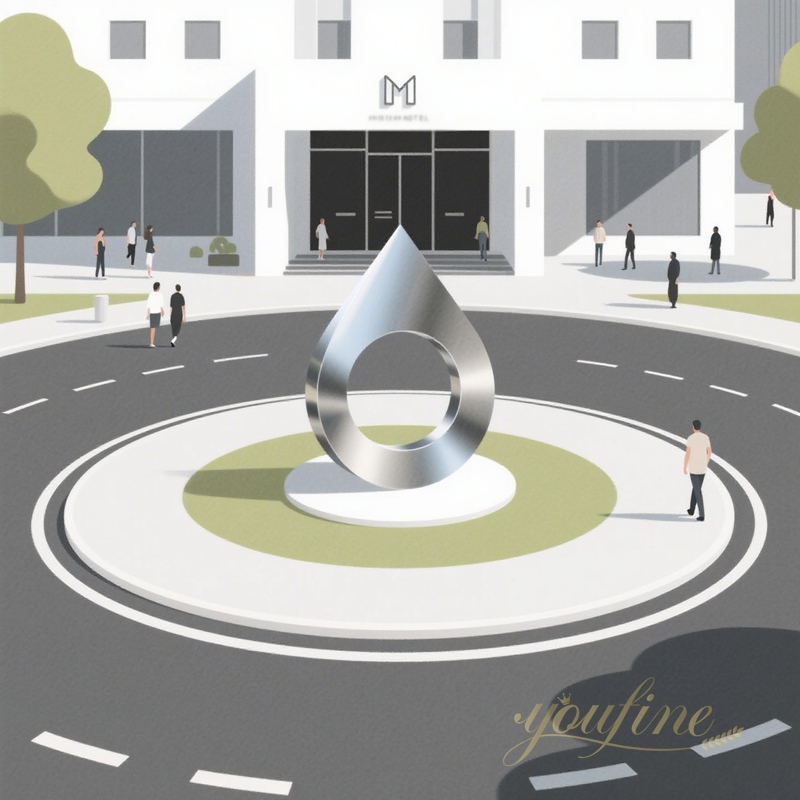 modern Stainless Steel Sculptures for Hotel’s Front Driveway