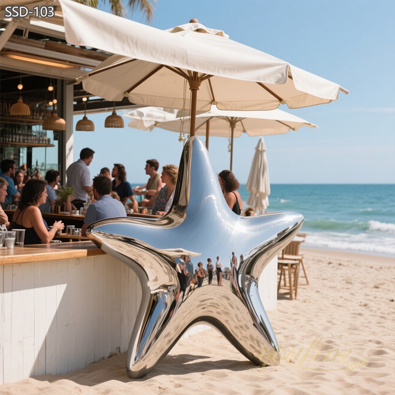 modern Large Coastal Marine Art Stainless Steel Starfish Sculpture
