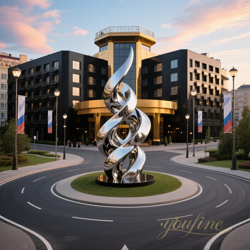 stainless steel Twin Spiral Columns Sculpture