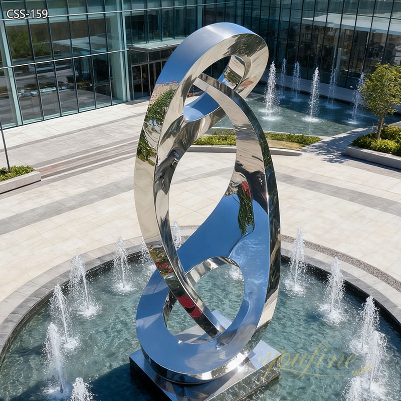 Large Stainless Steel Outdoor Sculpture for Sale CSS-159 - Commercial Center Square - 5 water feature abstract Large Stainless Steel Outdoor Sculpture