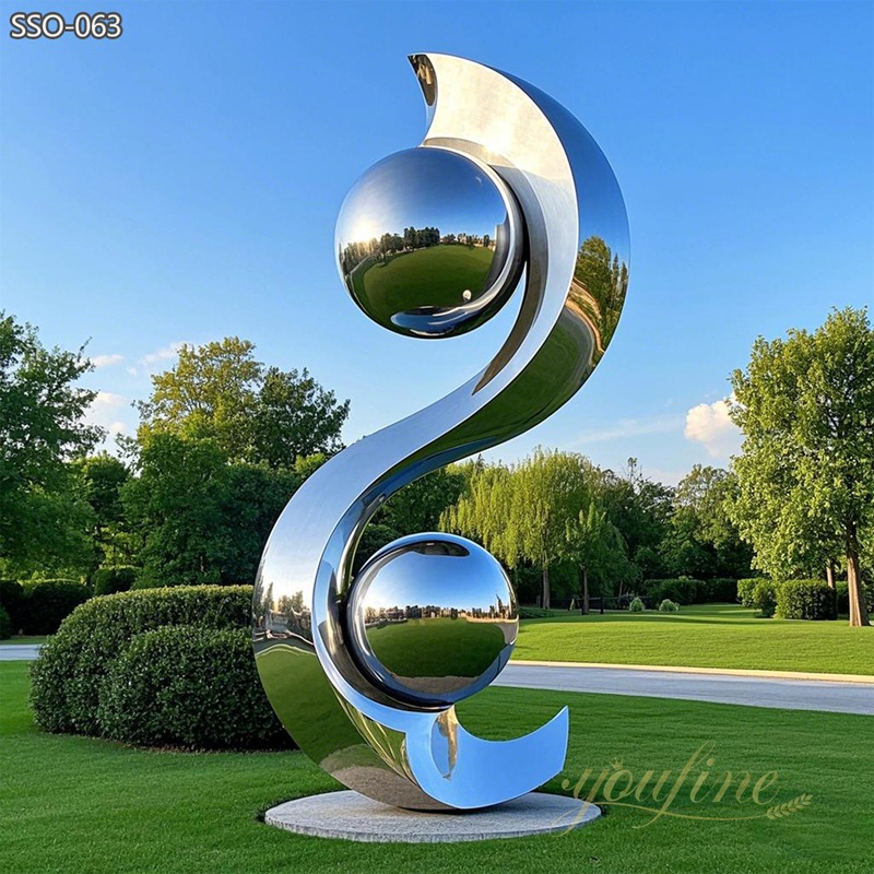 modern abstract Stainless Steel Outdoor Zen Yin Yang Sculpture