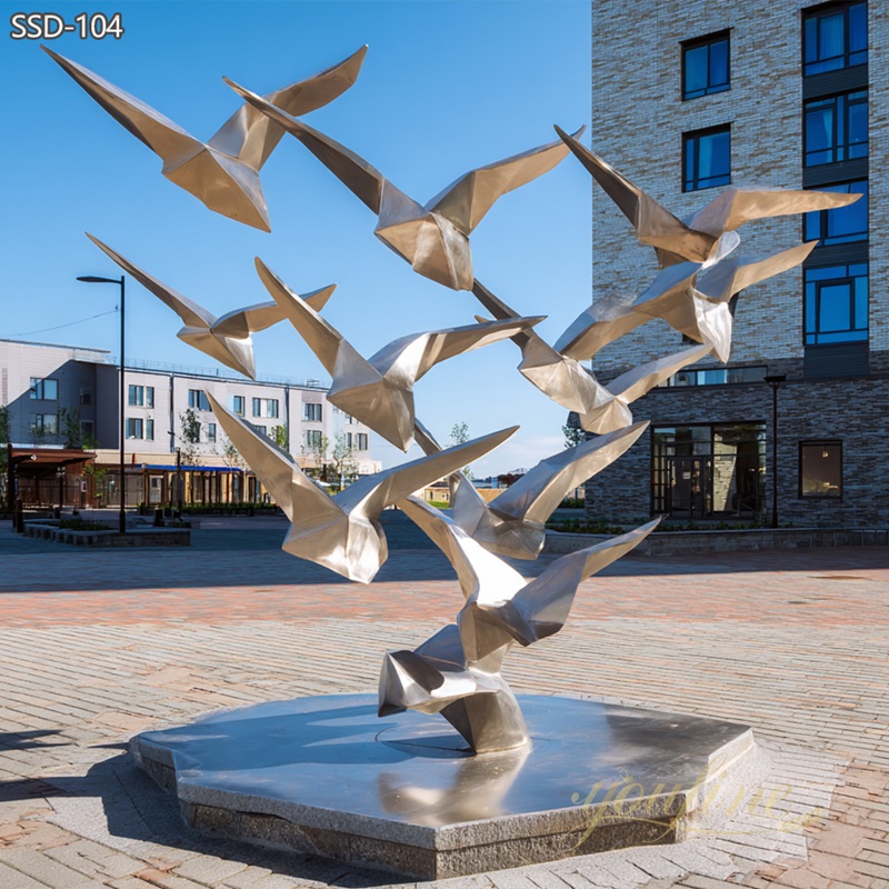 stainless steel geometric Abstract Flying Birds Sculpture