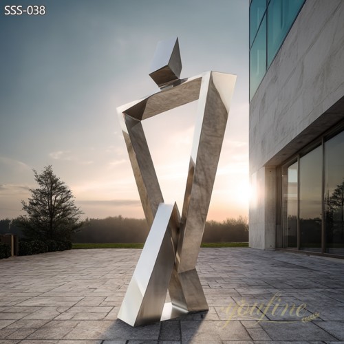 large geometric Stainless Steel Abstract Figure Sculpture