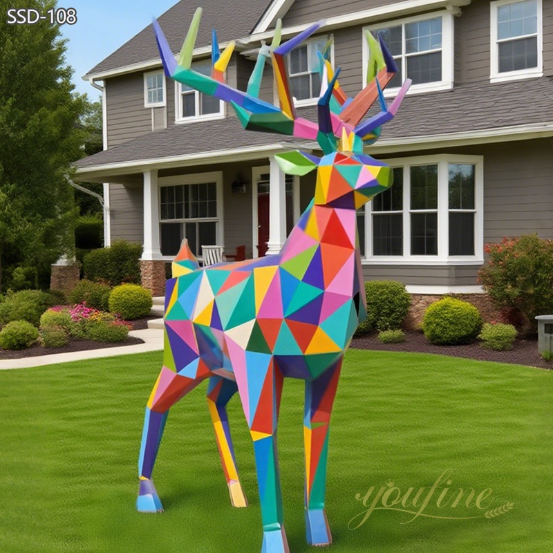 Colorful Geometric Outdoor Art Garden Deer Sculpture SSD-108