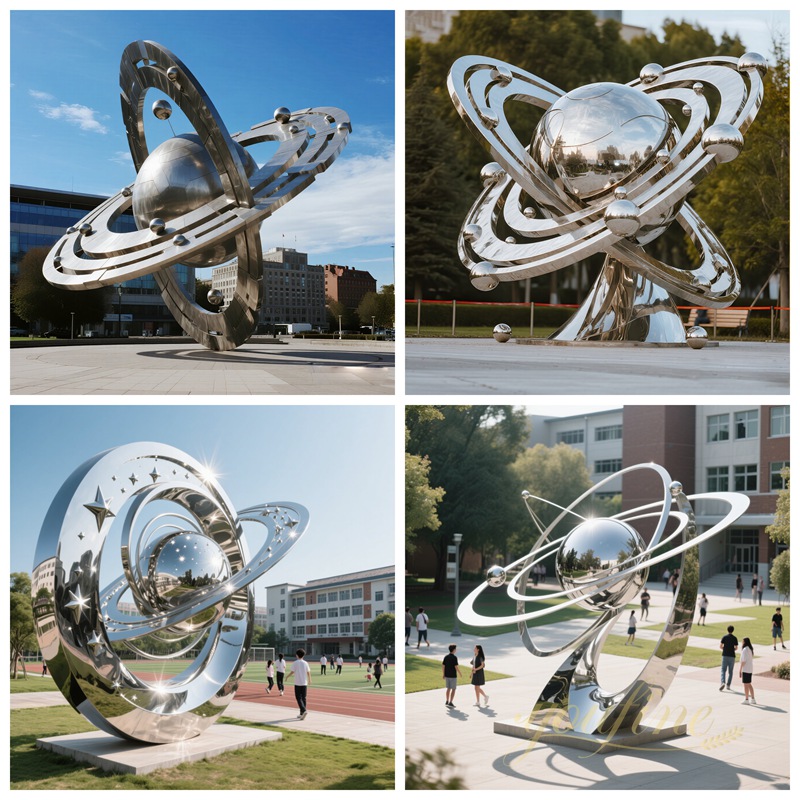 large stainless steel modern Planet Sculpture