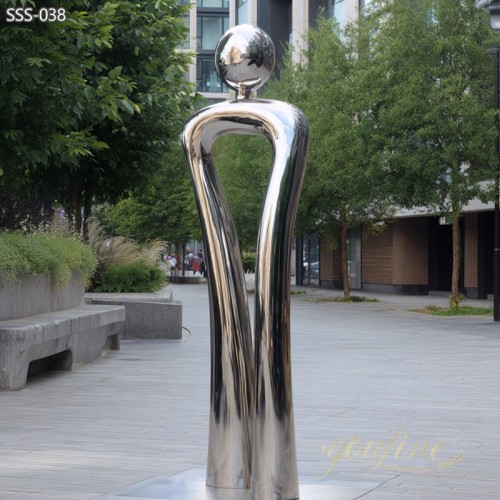 mirror polish modern metal Abstract Figure Sculpture