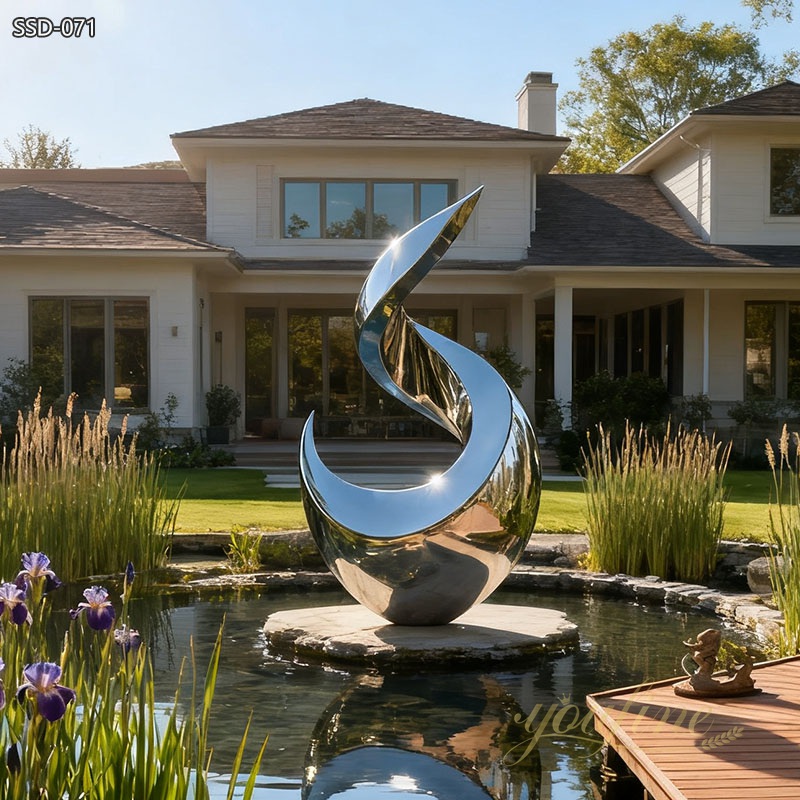 pool outdoor Stainless Steel Abstract Rising Water Feature Sculpture