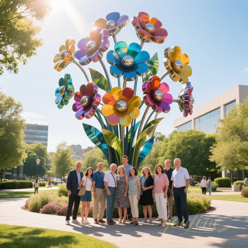 modern outdoor large metal flowers