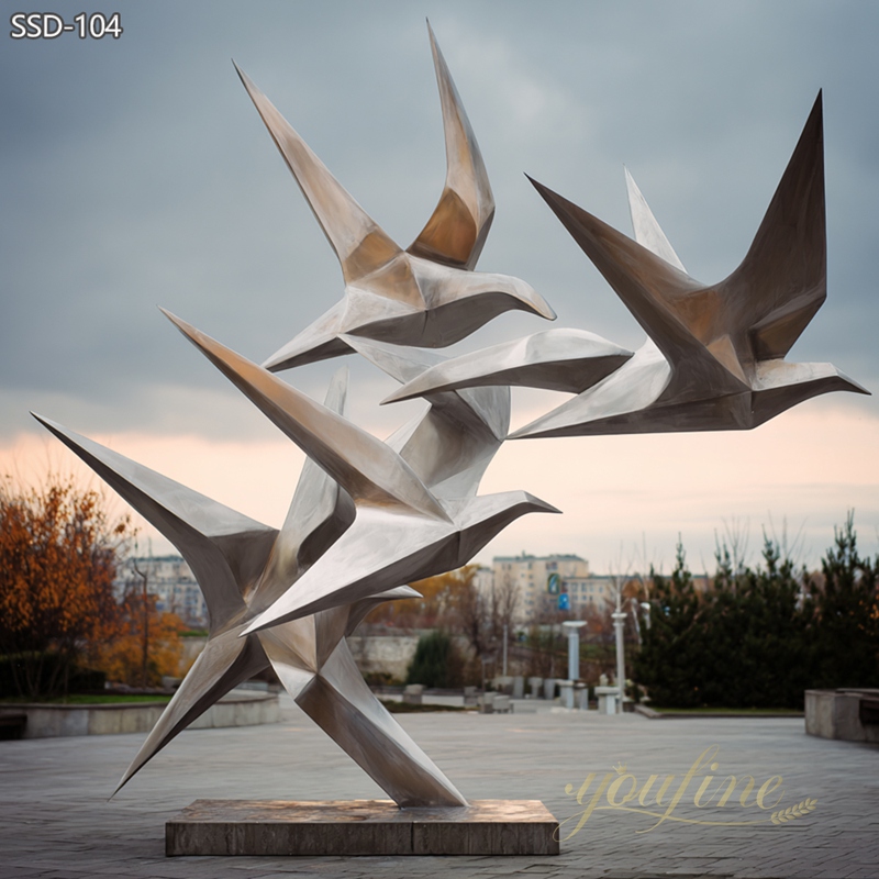 geometric stainless steel Abstract Flying Birds Sculpture