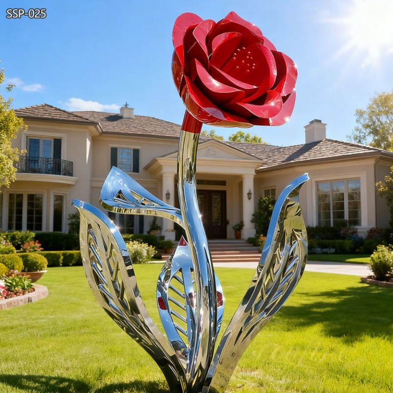 high quality stainless steel rose sculpture