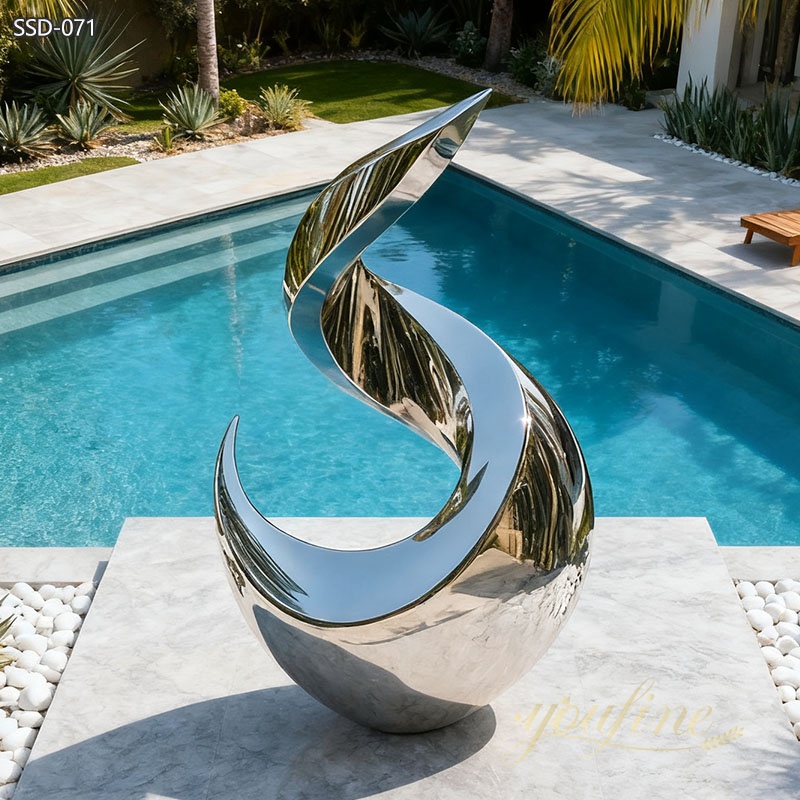 high quality swimming pool Stainless Steel Abstract Rising Water Feature Sculpture