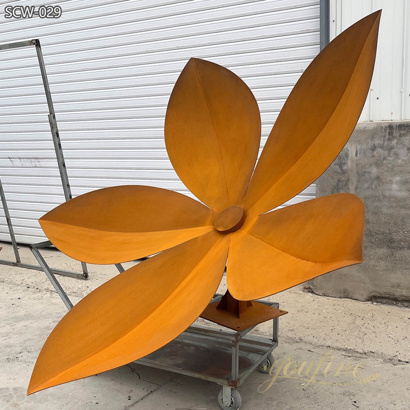 Corten Steel Abstract Flower Sculpture for Lawn SCW-029 - Corten Steel Sculpture - 3