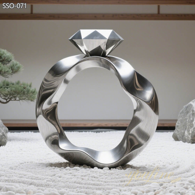 Modern Outdoor Art Stainless Steel Diamond Ring Sculpture SSO-071 - Square Sculpture - 3