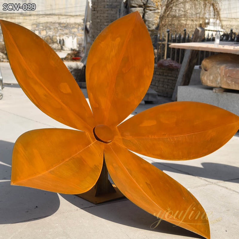 Corten Steel Abstract Flower Sculpture for Lawn SCW-029