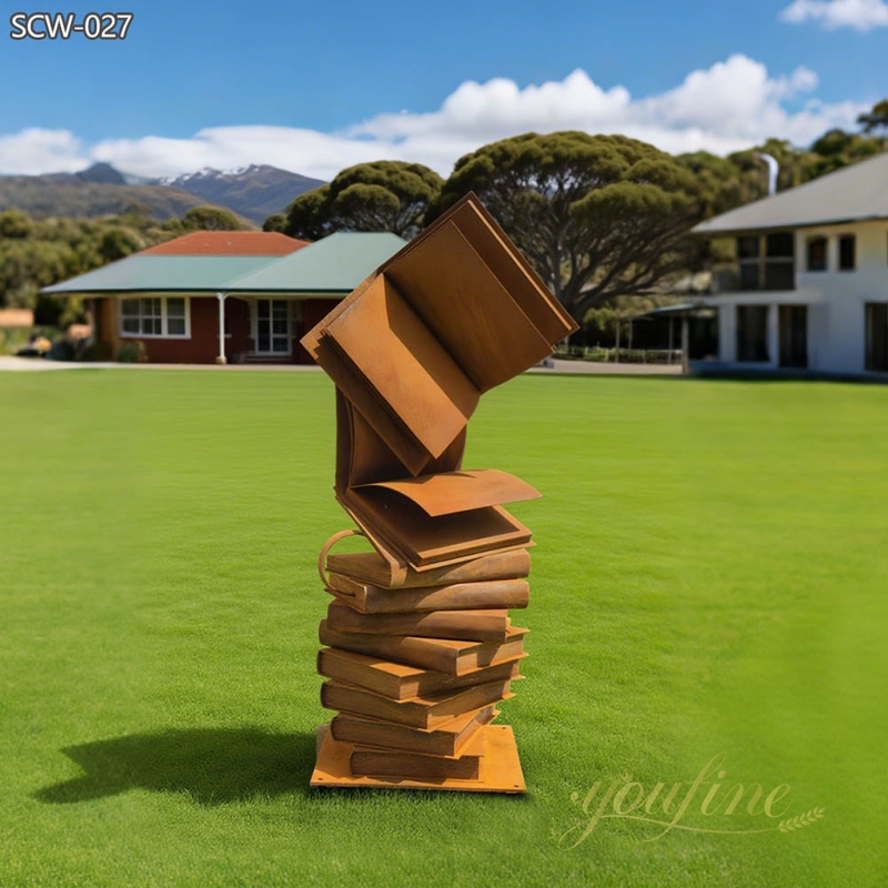 Large Corten Steel Book Art Sculptures for Lawn SCW-027 - Large Corten Sculpture - 4