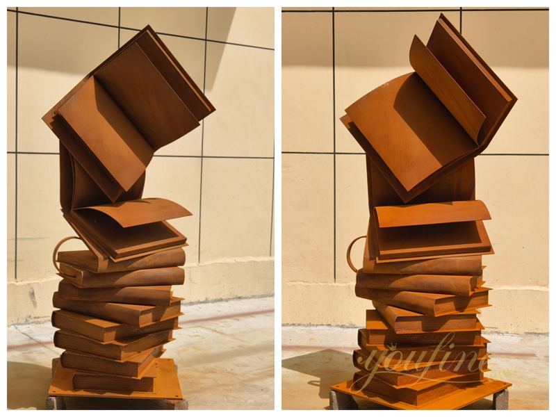 Large Corten Steel Book Art Sculptures for Lawn SCW-027 - Large Corten Sculpture - 2
