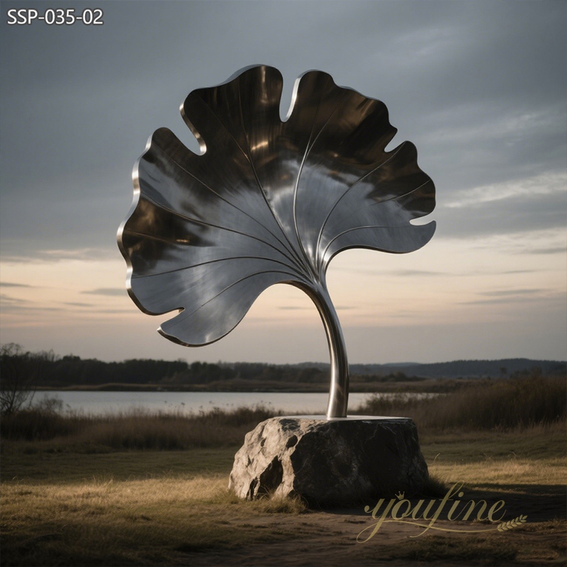 stainless steel Ginkgo leaf sculpture