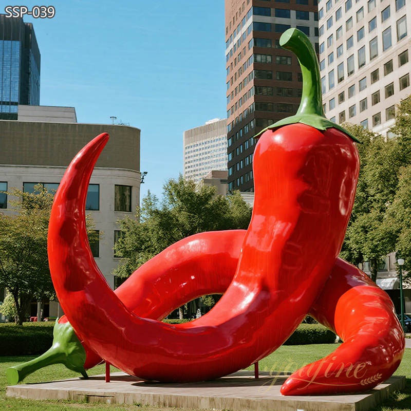 Large Stainless Steel Chili Pepper Sculpture for Outdoor SSP-039 - Metal Plant Sculpture - 4