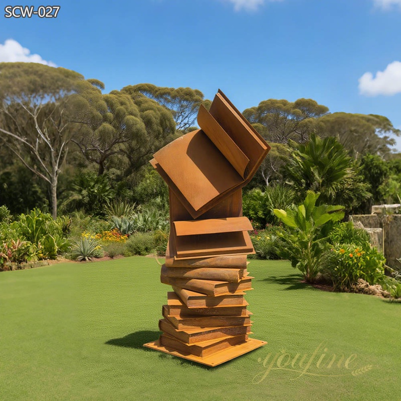 Large Corten Steel Book Art Sculptures for Lawn SCW-027
