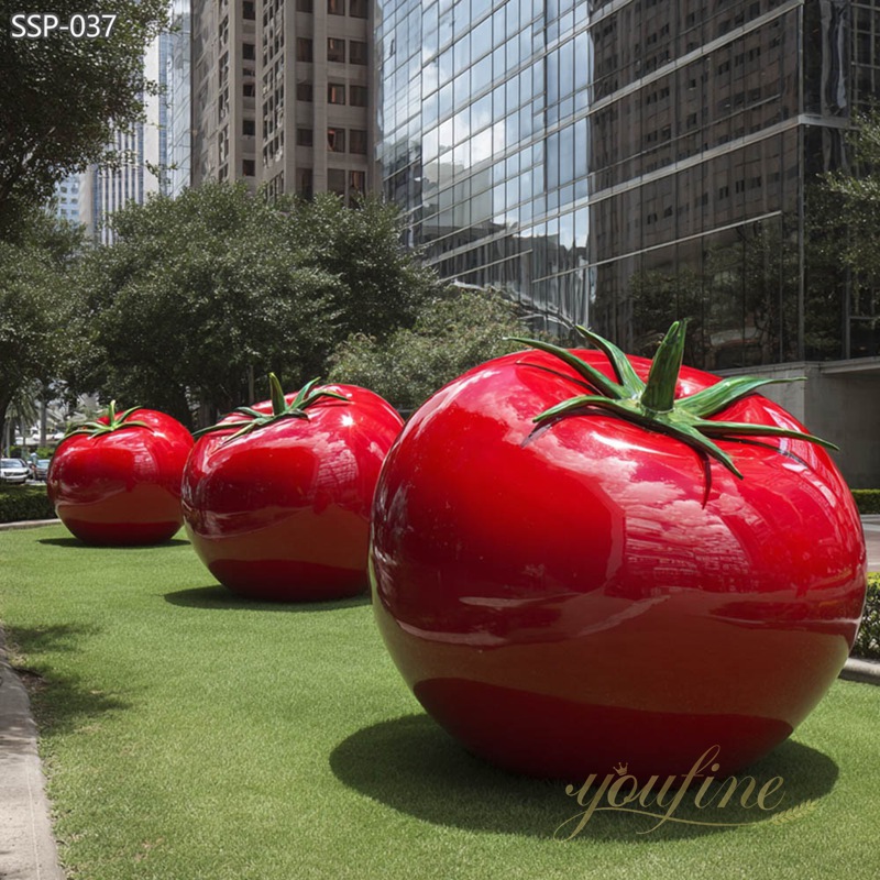 Large Metal Outdoor Red Tomato Sculpture SSP-037 - Metal Plant Sculpture - 10