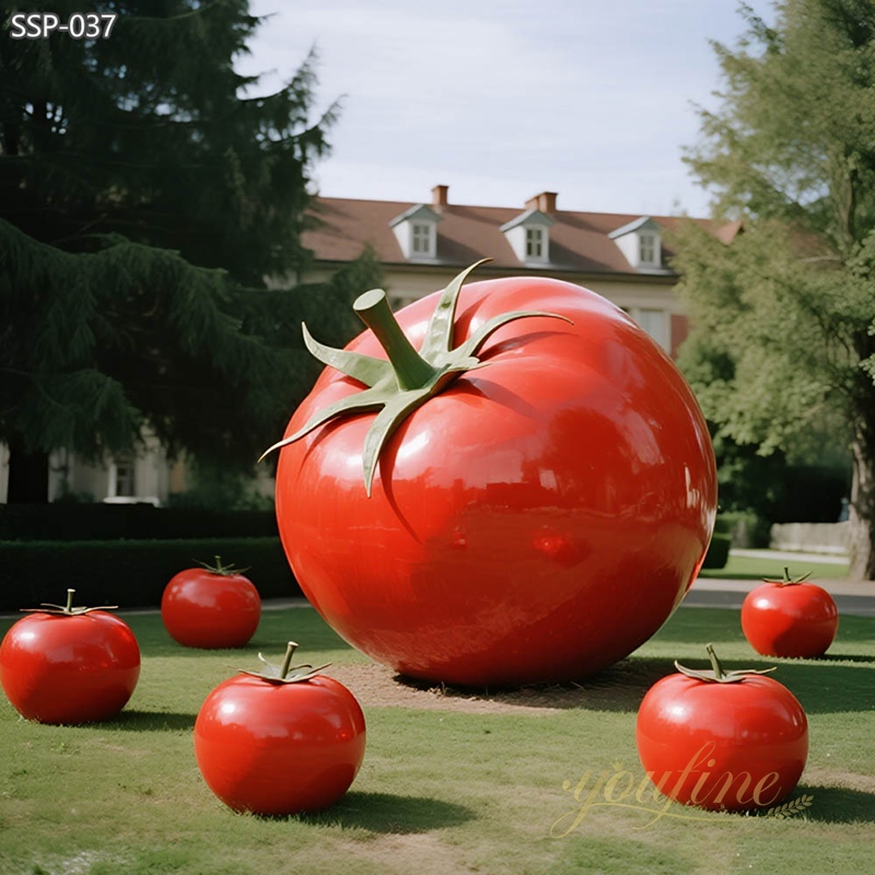 Large Metal Outdoor Red Tomato Sculpture SSP-037 - Metal Plant Sculpture - 9