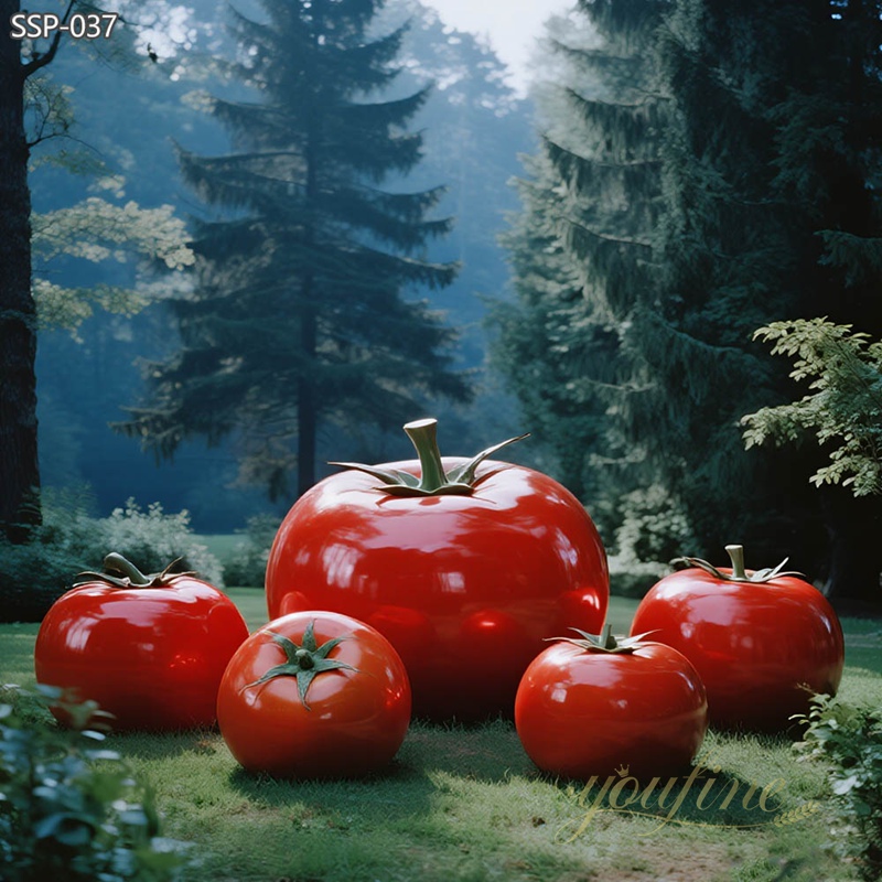 Large Metal Outdoor Red Tomato Sculpture SSP-037 - Metal Plant Sculpture - 8