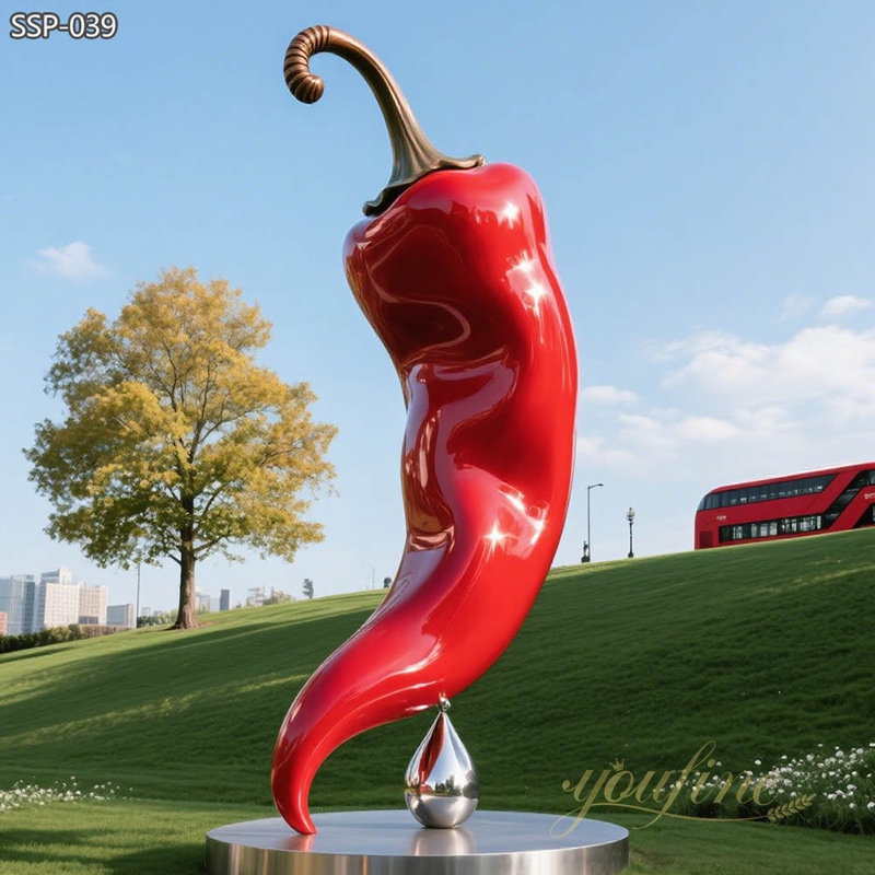 Large Stainless Steel Chili Pepper Sculpture for Outdoor SSP-039 - Metal Plant Sculpture - 3