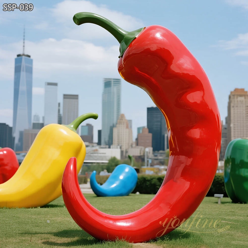 Large Stainless Steel Chili Pepper Sculpture for Outdoor SSP-039 - Metal Plant Sculpture - 2