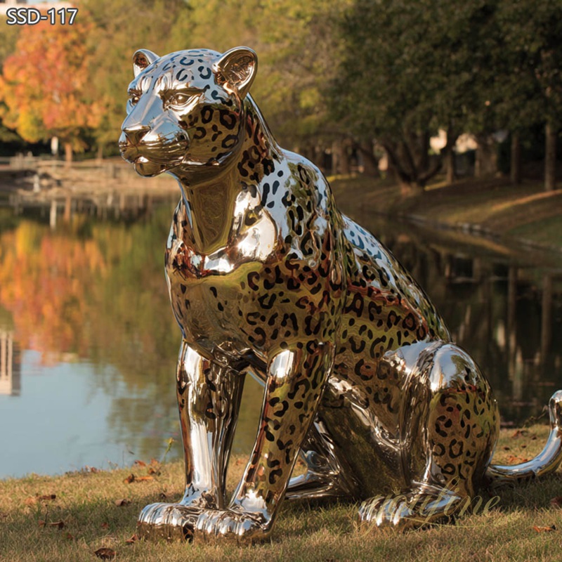 Modern Outdoor Life-Size Leopard Statue SSD-117 - Metal Animal Sculpture - 3