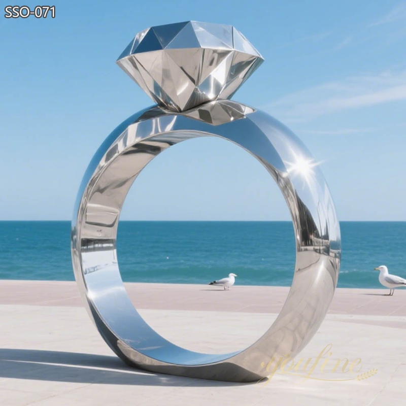 Modern Outdoor Art Stainless Steel Diamond Ring Sculpture SSO-071 - Square Sculpture - 2