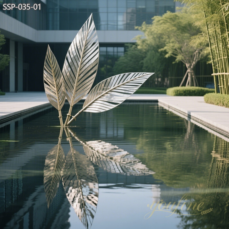 Modern Metal Art Large Leaf Sculpture