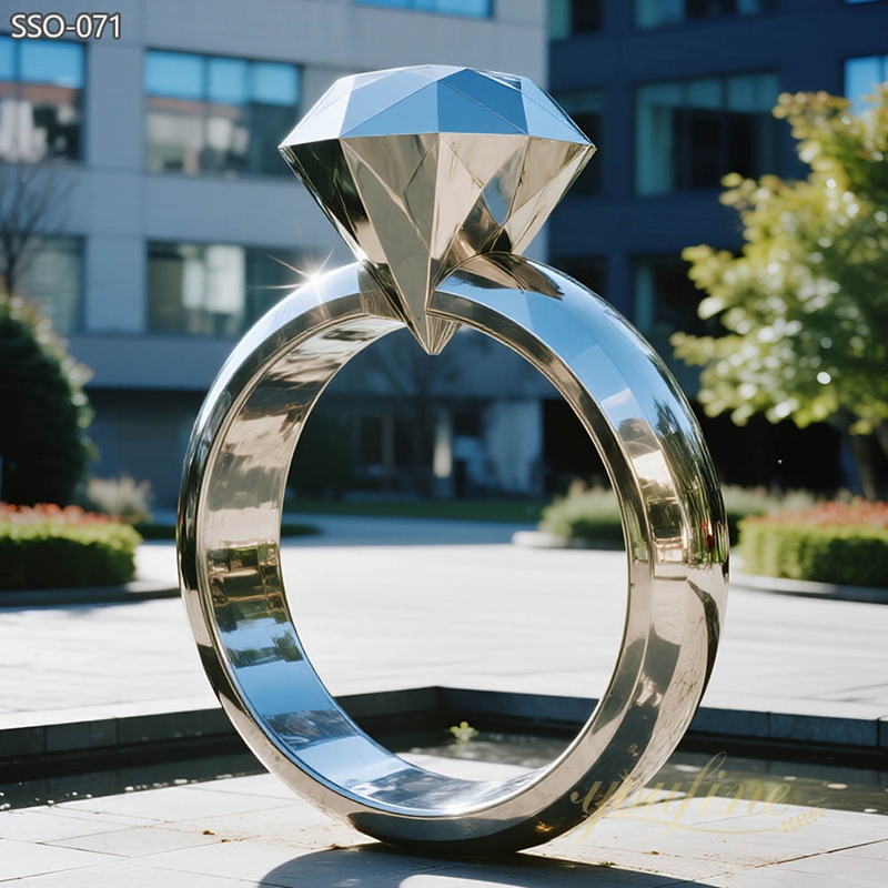 Modern Outdoor Art Stainless Steel Diamond Ring Sculpture SSO-071