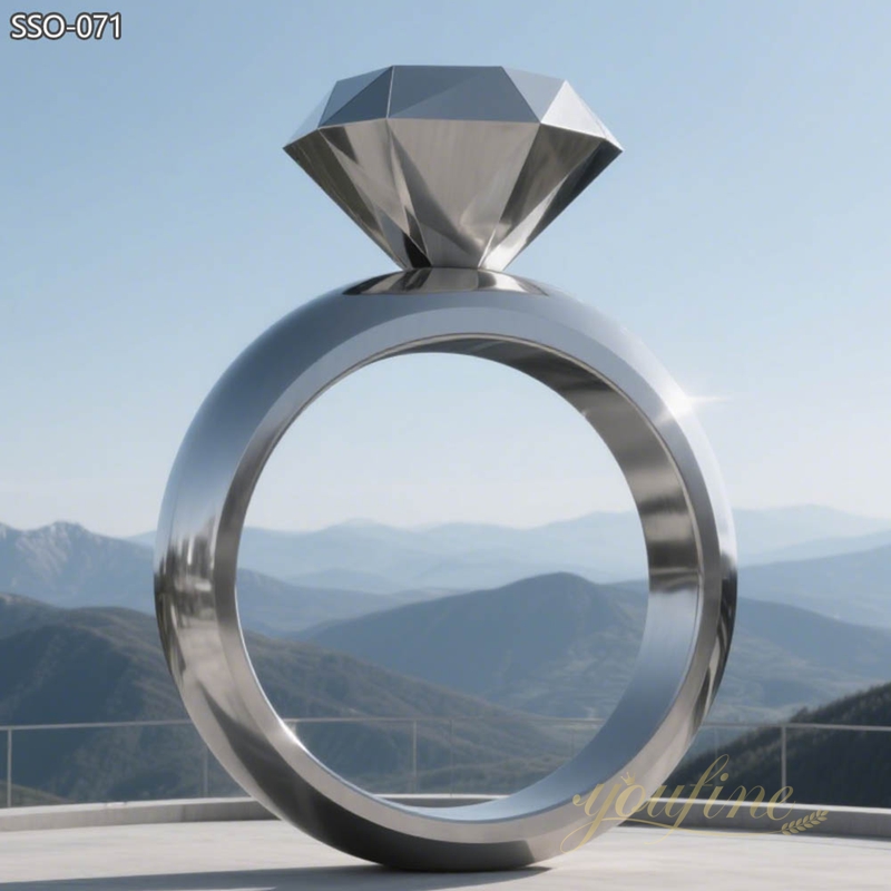 Modern Outdoor Art Stainless Steel Diamond Ring Sculpture SSO-071 - Square Sculpture - 8