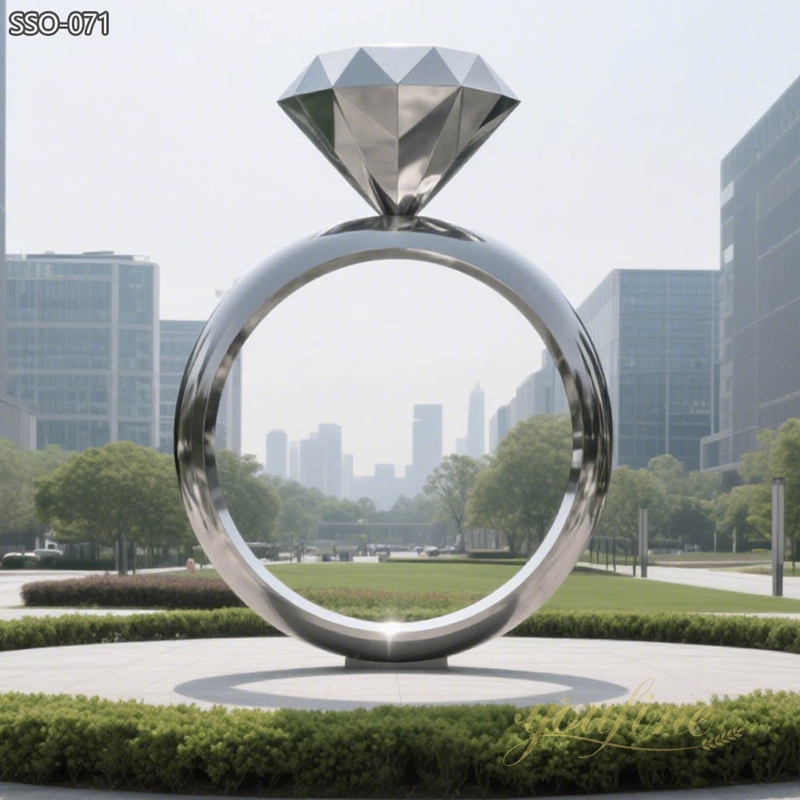 Modern Outdoor Art Stainless Steel Diamond Ring Sculpture SSO-071 - Square Sculpture - 6