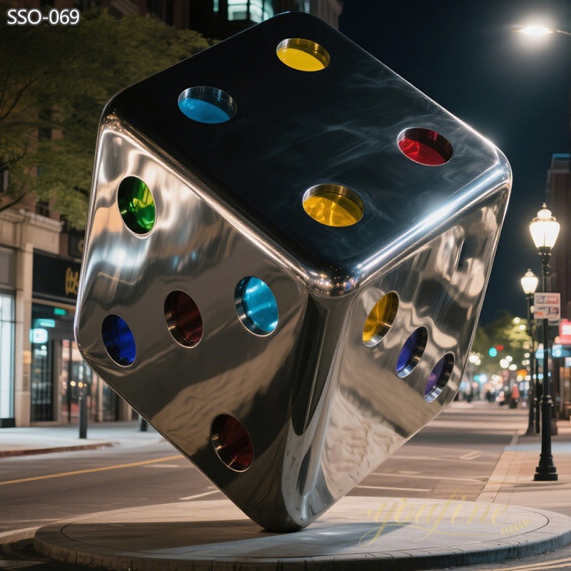 large Outdoor Stainless Steel Art Dice Sculpture for urban city