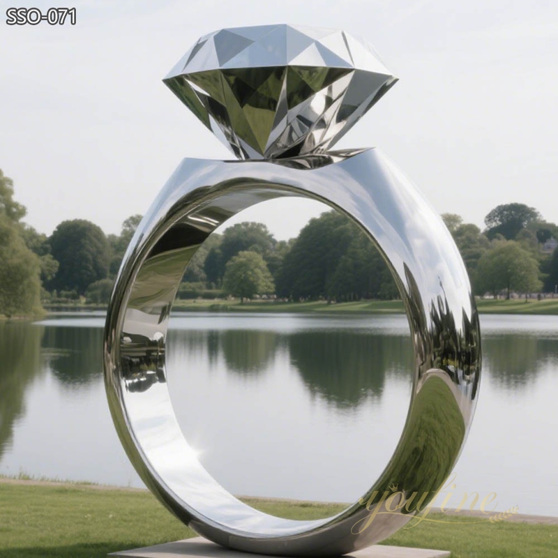 Modern Outdoor Art Stainless Steel Diamond Ring Sculpture SSO-071 - Square Sculpture - 5