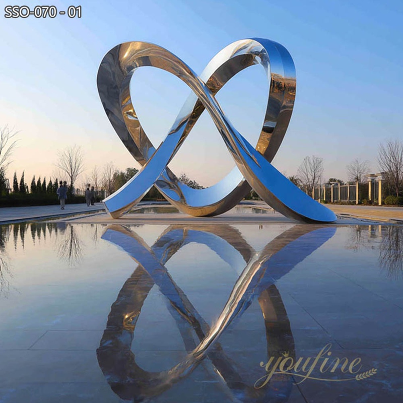 high quality Public Stainless Steel Mirror Large Abstract Heart Sculpture